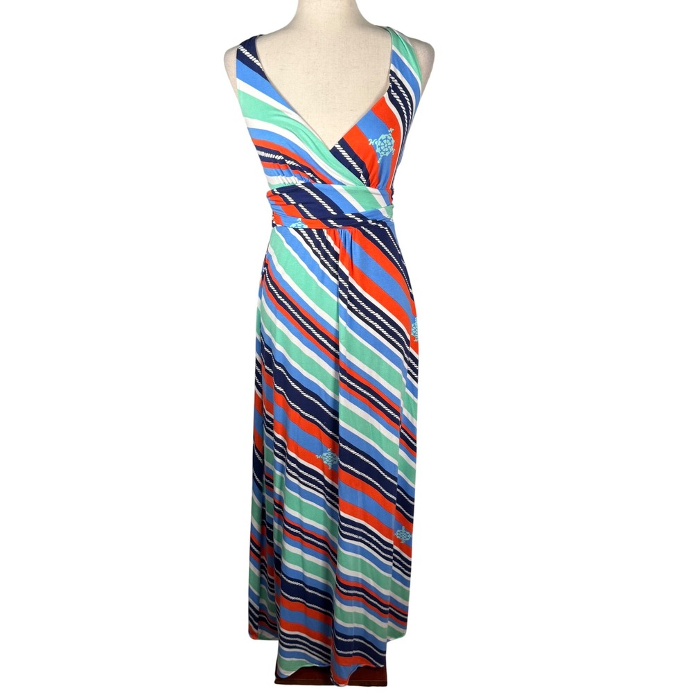 Lilly Pulitzer Amanda Halter Maxi Dress Overboard Stripe XS Multicolor Nautical